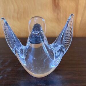 Solid Clear Glass Bird Paperweight Flying Gift